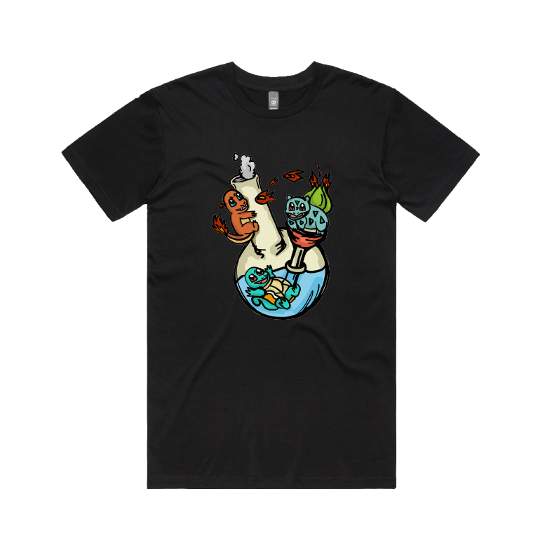 S / Black / Large Front Design Pokebong 🦎 - Men's T Shirt