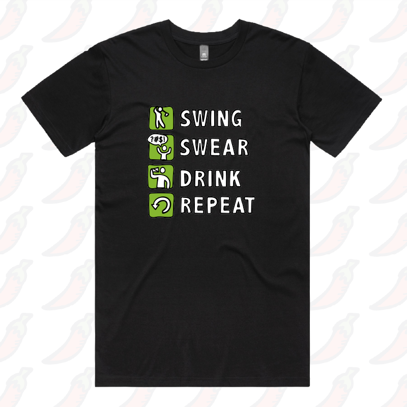 S / Black / Large Front Design Swing Swear Drink Repeat ๐ โ  Men's T Shirt