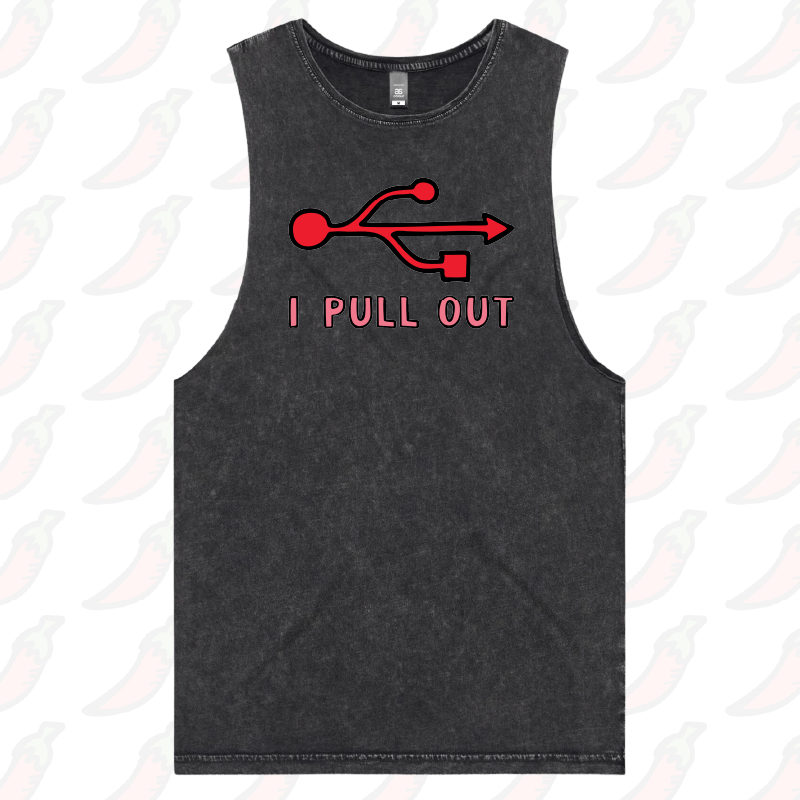 S / Black / Large Front Design USB PULL OUT ๐ โ Tank