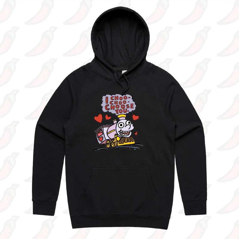 S / Black / Large Front Print Choo Choo Choose You 🚂- Unisex Hoodie