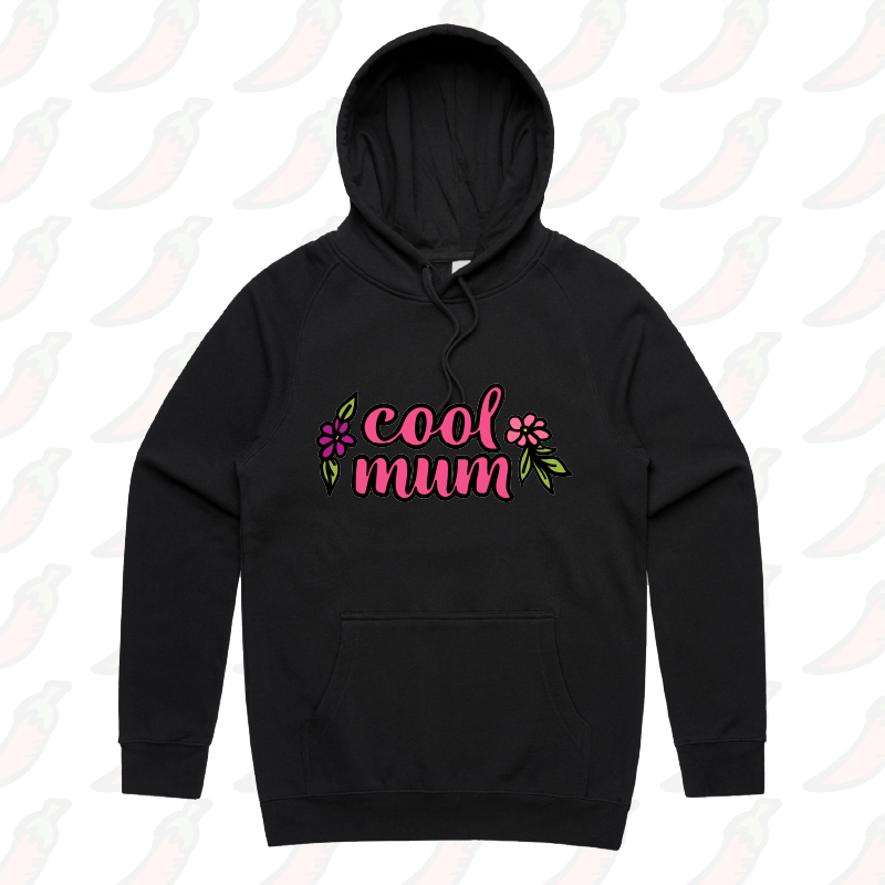 S / Black / Large Front Print Cool Mum ๐ทโ Unisex Hoodie