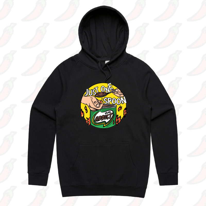 S / Black / Large Front Print Just One Spoon 🥄 - Unisex Hoodie