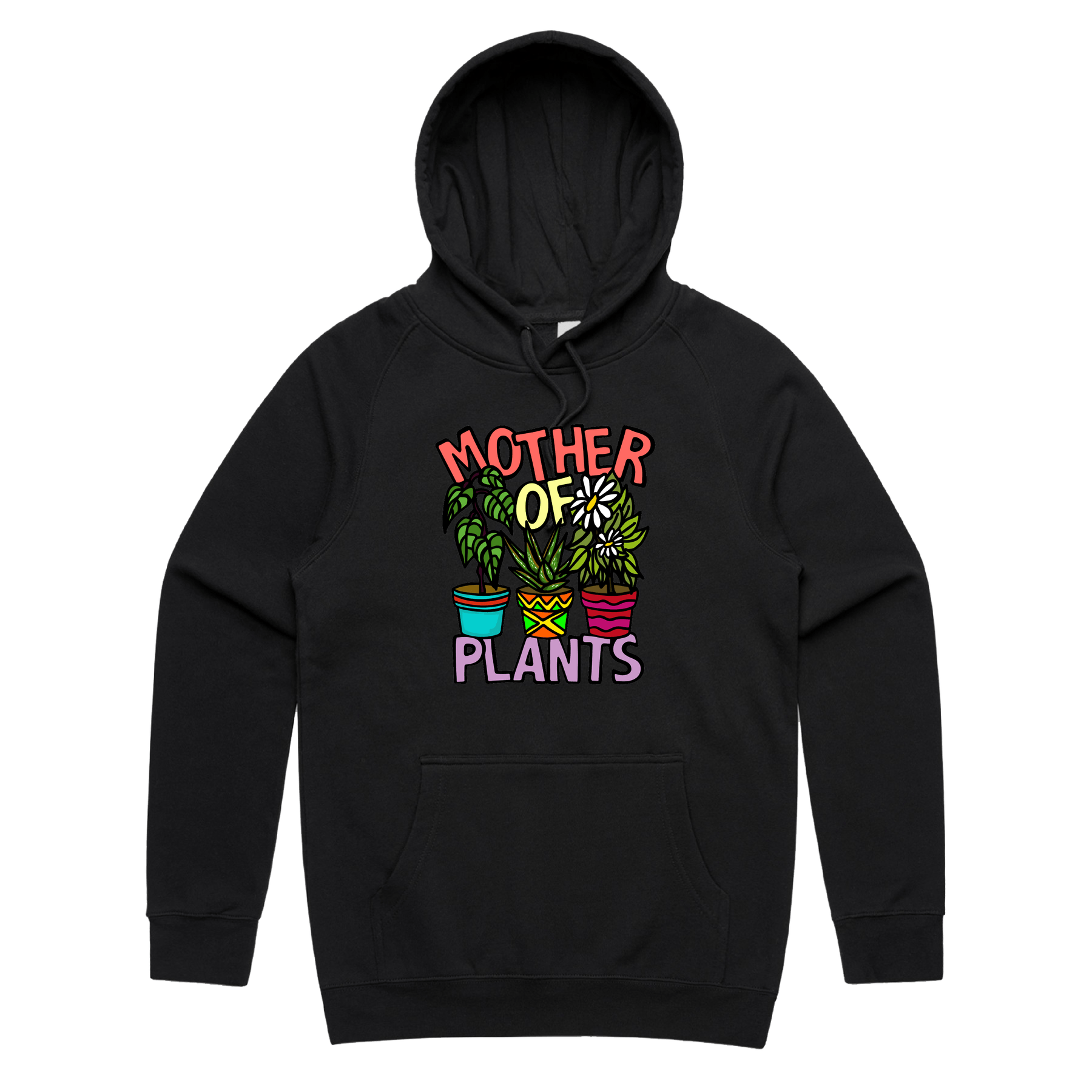 S / Black / Large Front Print Mother Of Plants ๐ฑ๐ โ Unisex Hoodie