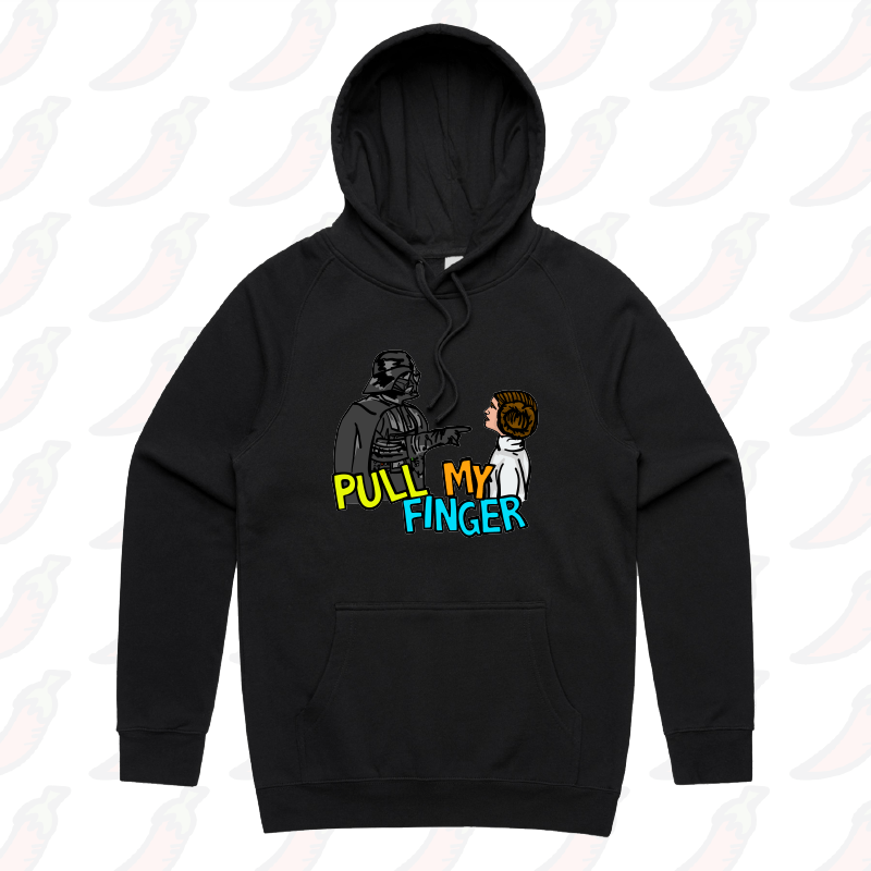 S / Black / Large Front Print Pull My Finger ๐ โ Unisex Hoodie