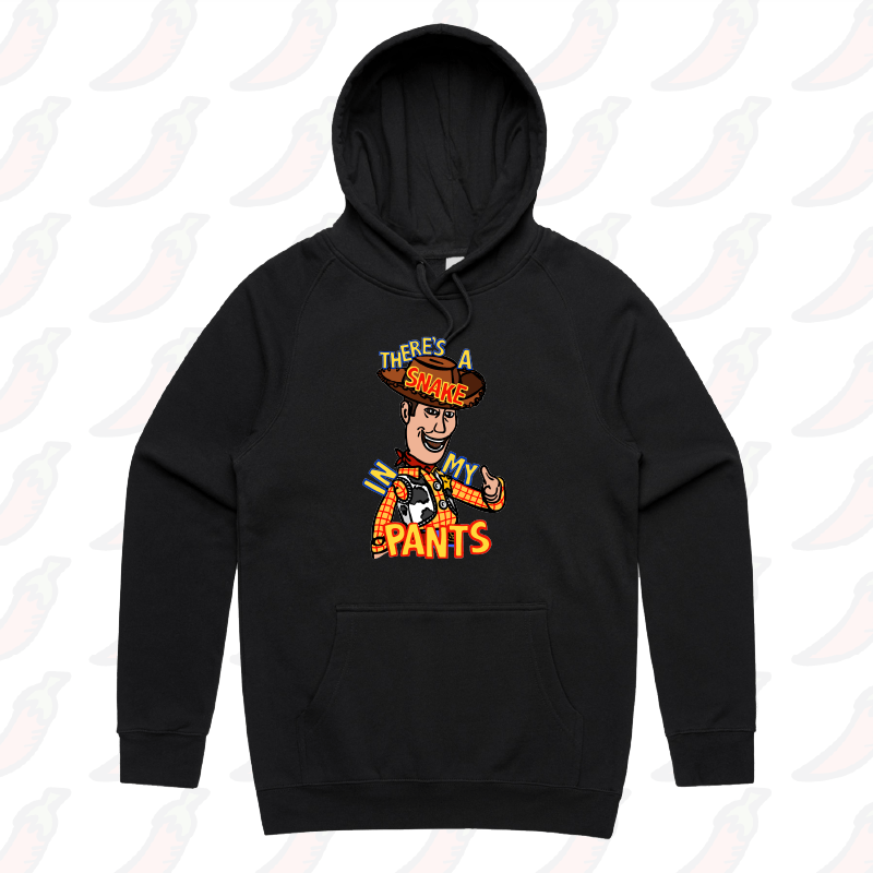 S / Black / Large Front Print SNAKE IN MY PANTS ๐- Unisex Hoodie