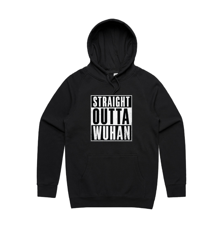 S / Black / Large Front Print Straight Outta Wuhan โ๐พ - Unisex Hoodie