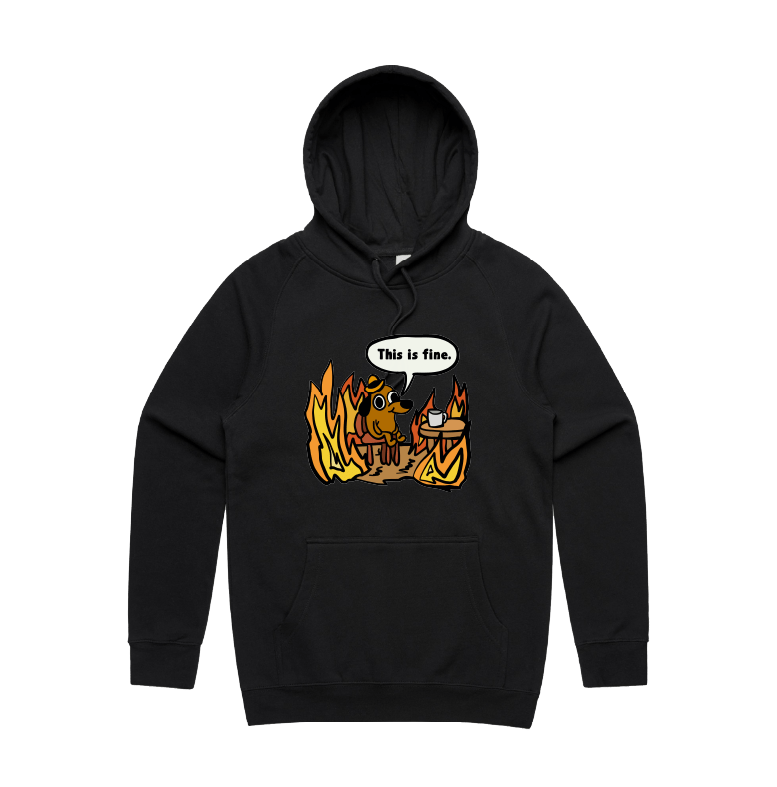 S / Black / Large Front Print This Is Fine ๐ฅ - Unisex Hoodie
