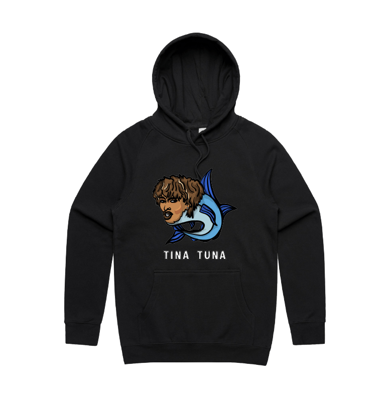 S / Black / Large Front Print Tina Tuna ๐ - Unisex Hoodie