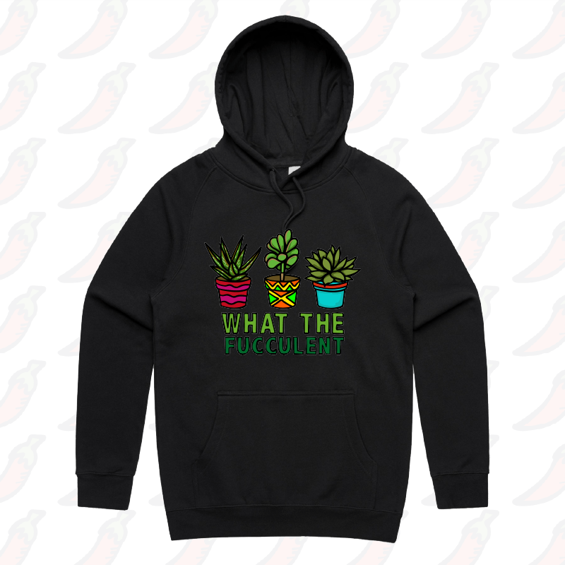 S / Black / Large Front Print What The Fucculent ๐ต โ Unisex Hoodie