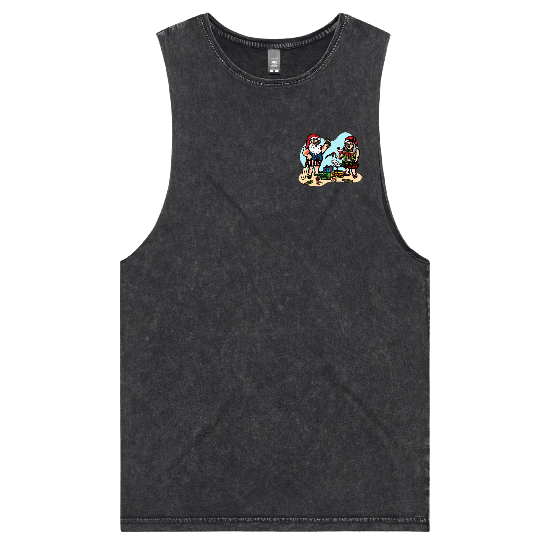 S / Black / Small Front Design Aussie Christmas ๐ค๐บ - Tank