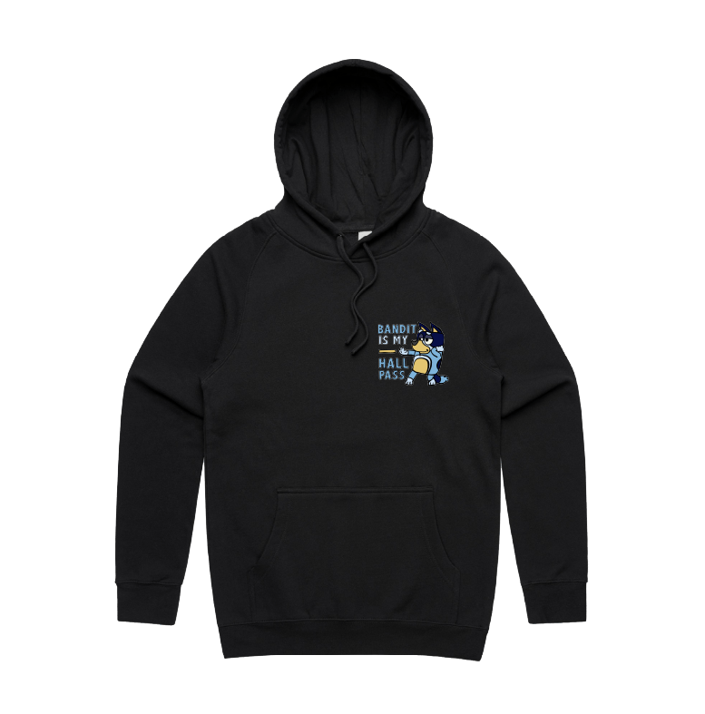 S / Black / Small Front Design Bandit Hall Pass 🦴 - Unisex Hoodie