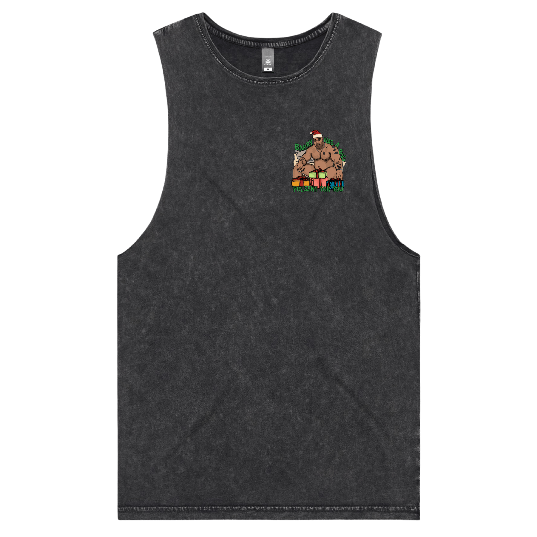 S / Black / Small Front Design Big Barry Christmas ๐๐- Tank