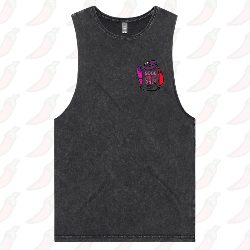 S / Black / Small Front Design Good Vibes Only ๐ก โ Tank