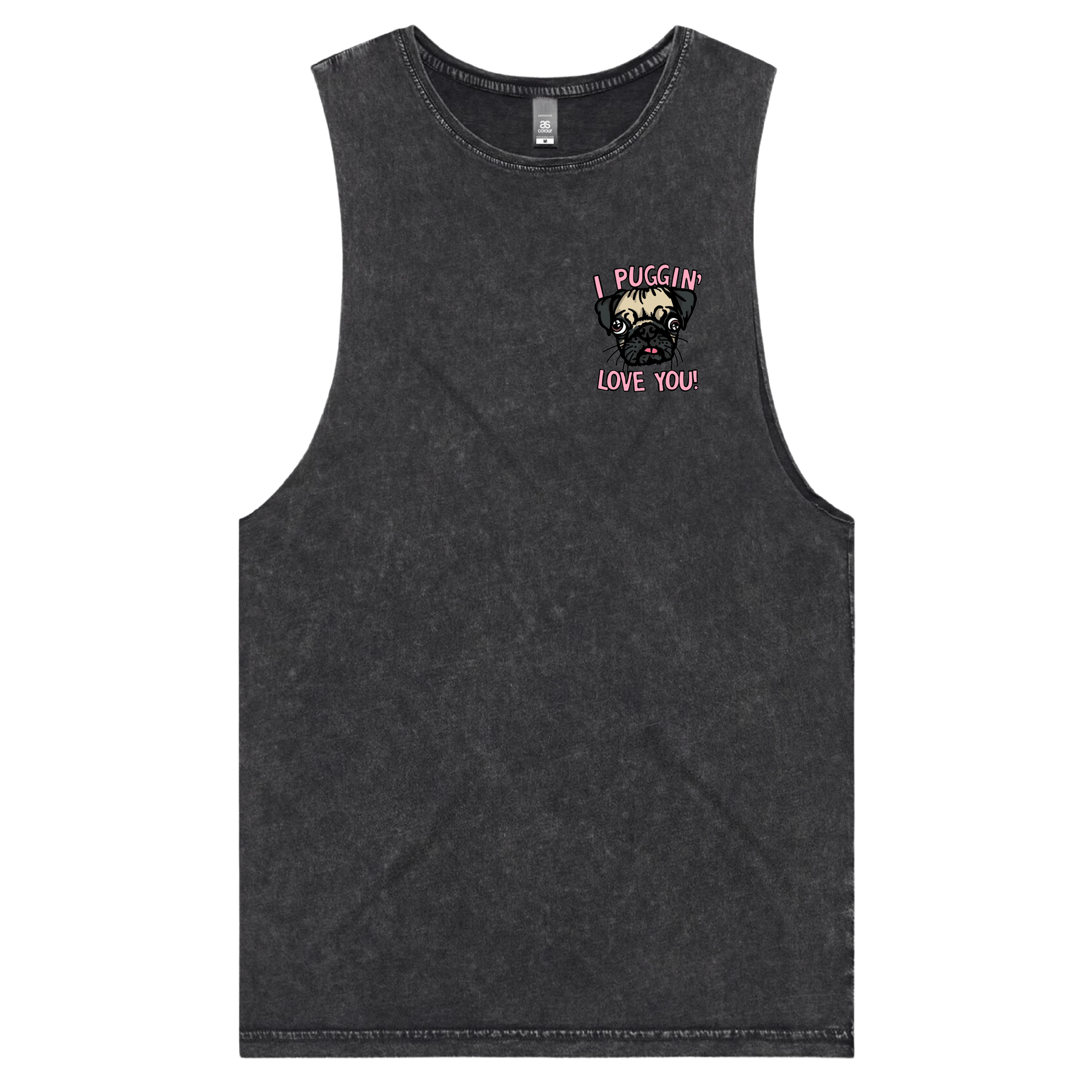 S / Black / Small Front Design Puggin Love you 🐶❣️ - Tank