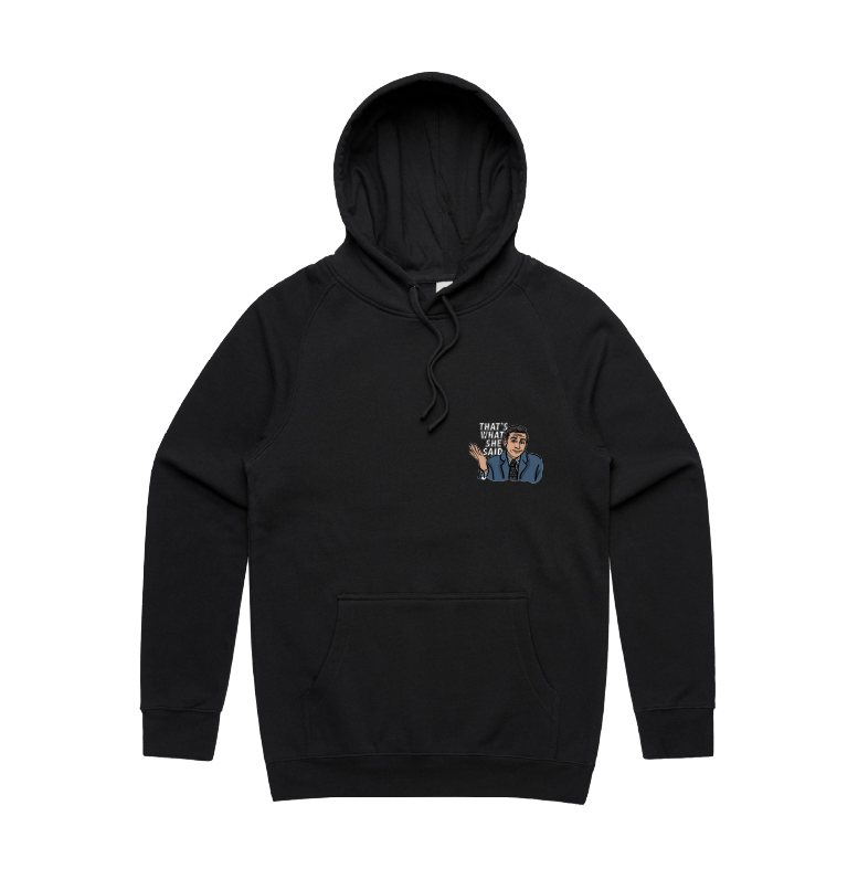 S / Black / Small Front Design That's What She Said 🖨️ - Unisex Hoodie