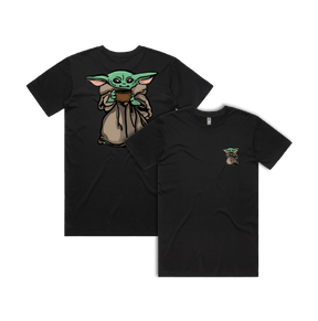 S / Black / Small Front & Large Back Design Baby Yoda 👶 - Men's T Shirt
