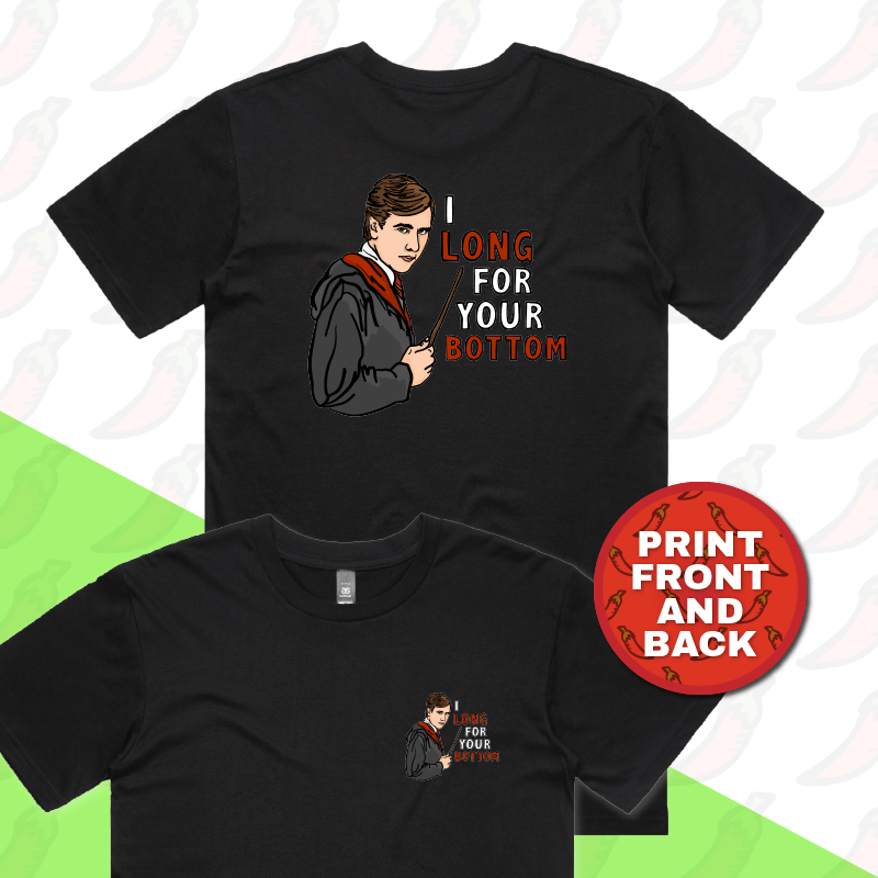 S / Black / Small Front & Large Back Design I Long for your Bottom ๐โก - Men's T Shirt