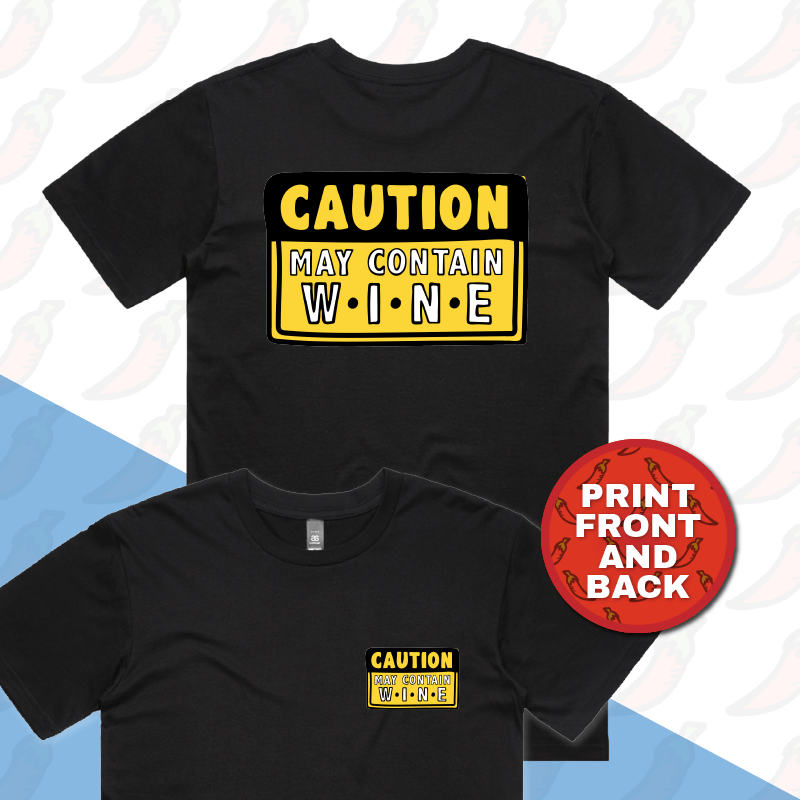 S / Black / Small Front & Large Back Design May Contain Wine ๐ท โ Men's T Shirt