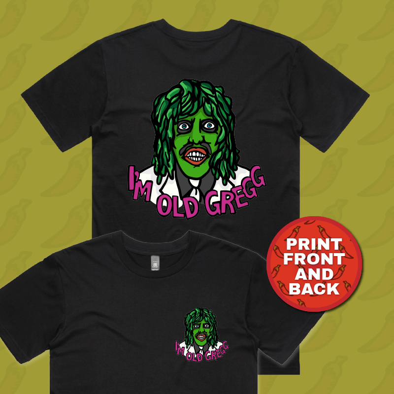 S / Black / Small Front & Large Back Design Old Gregg ๐งโโ๏ธ๐ถ - Men's T Shirt