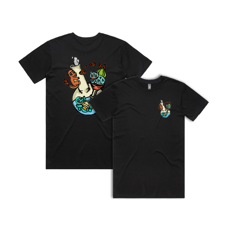 S / Black / Small Front & Large Back Design Pokebong 🦎 - Men's T Shirt