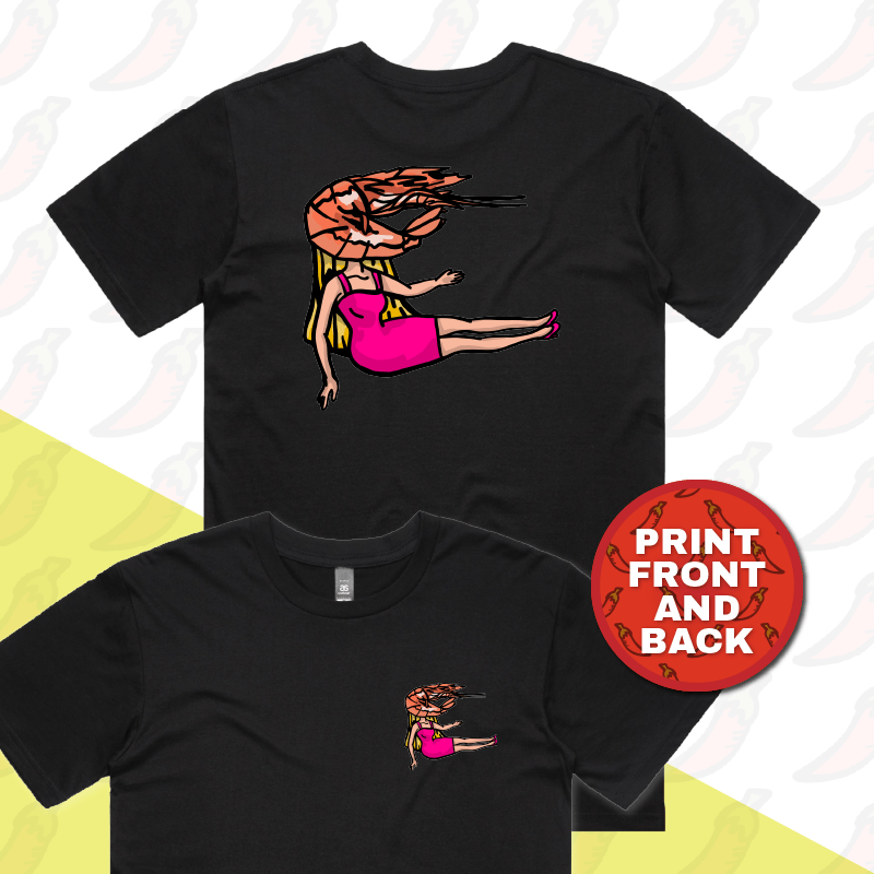S / Black / Small Front & Large Back Design Shrimp on a Barbie ๐ - Men's T Shirt