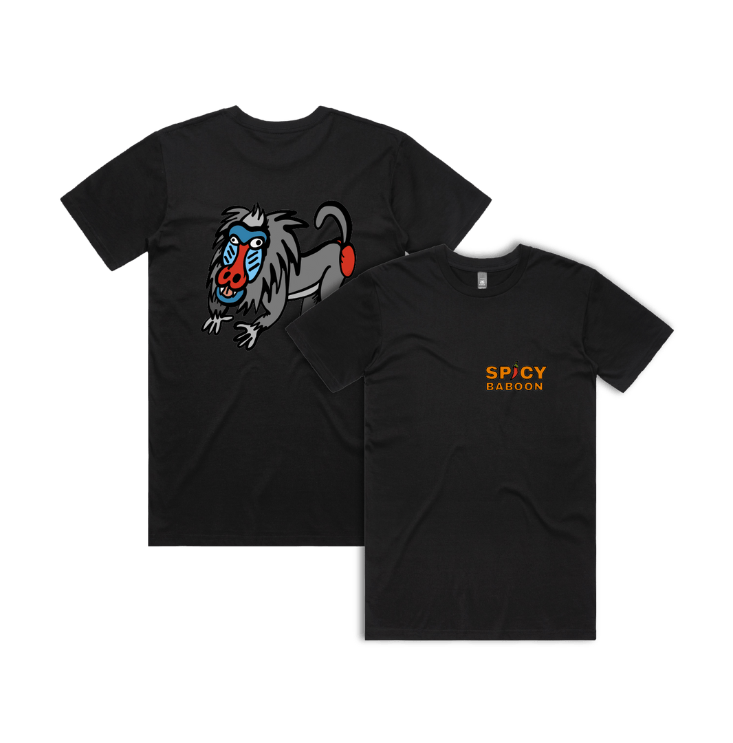 S / Black / Small Front & Large Back Design Spicy Baboon Original ๐ถ๏ธ - Men's T Shirt