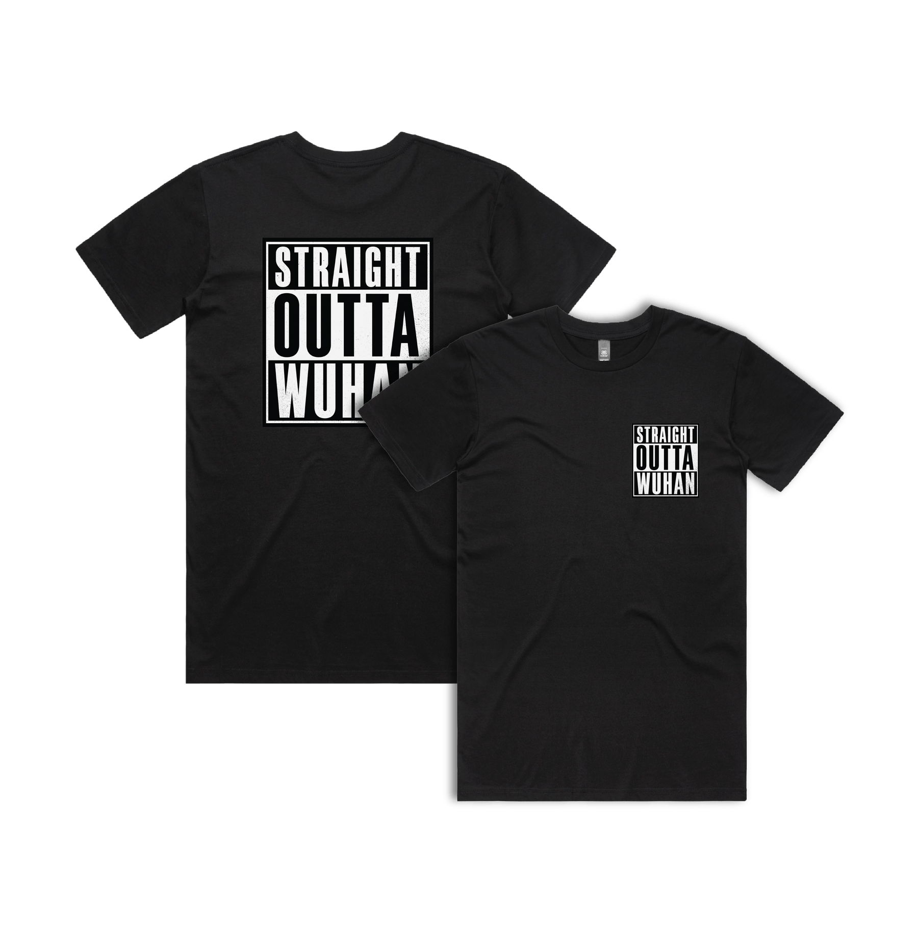 S / Black / Small Front & Large Back Design Straight Outta Wuhan โ๐พ - Men's T Shirt