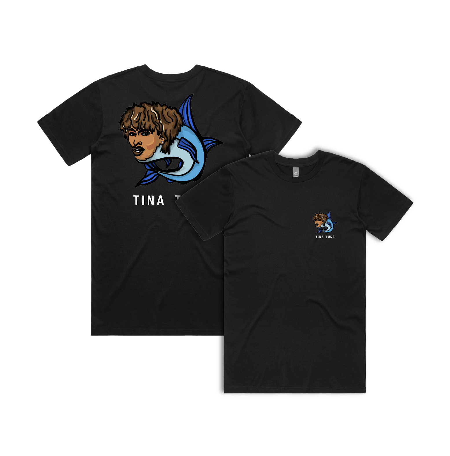 S / Black / Small Front & Large Back Design Tina Tuna ๐ - Men's T Shirt