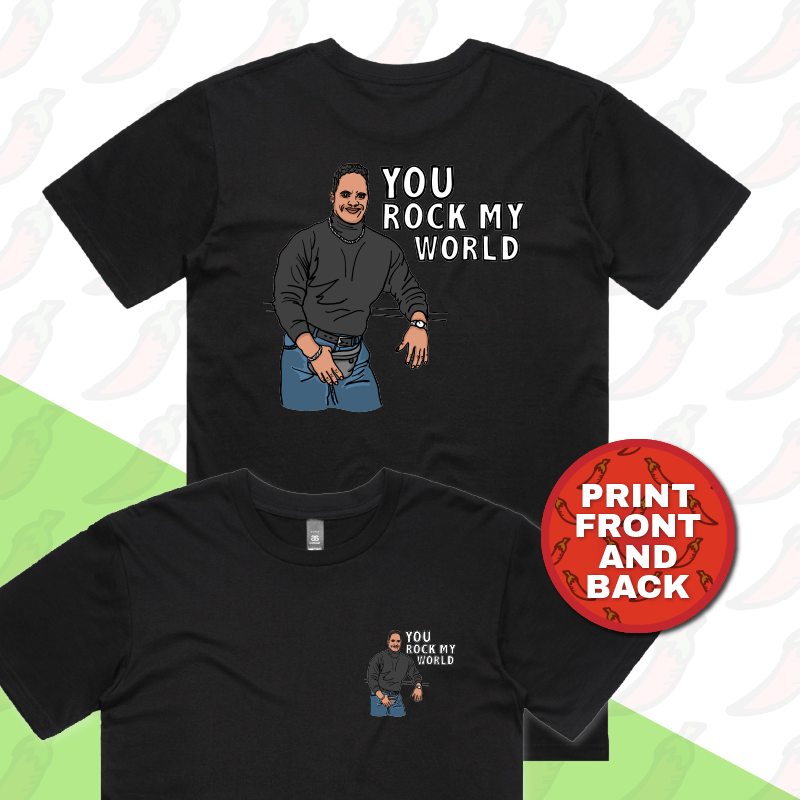 S / Black / Small Front & Large Back Design U Rock My World ๐จ๐พ - Men's T Shirt