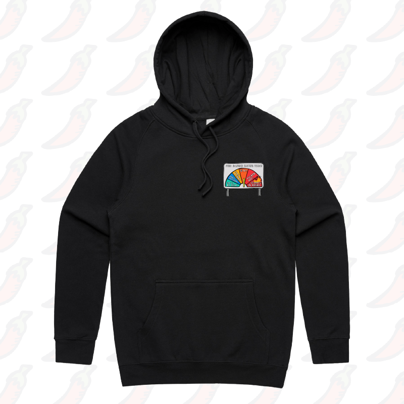 S / Black / Small Front Print Aussie Fire Danger Rating 🚒 - Unisex Hoodie