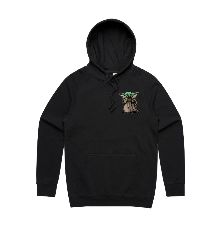 S / Black / Small Front Print Baby Yoda 👶 - Unisex Hoodie