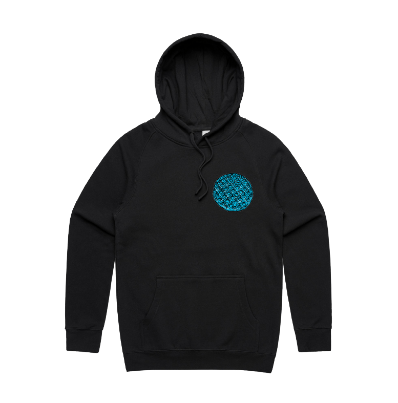 S / Black / Small Front Print Blue Waffle 🧇🤮 - Unisex Hoodie