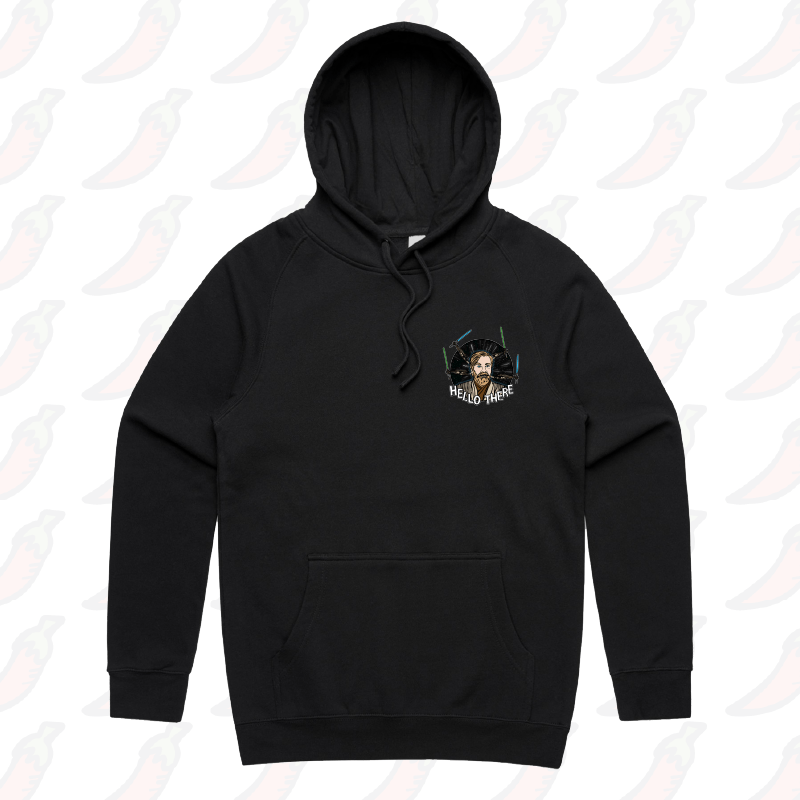 S / Black / Small Front Print Hello There! ๐ - Unisex Hoodie