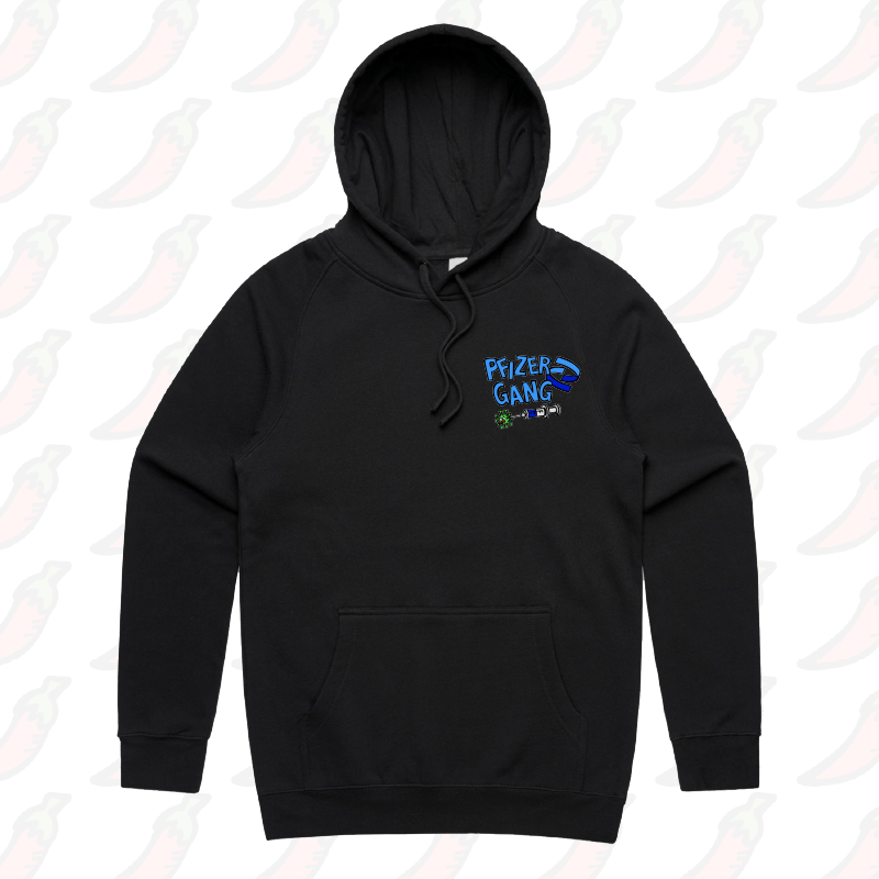 S / Black / Small Front Print Pfizer Gang ๐ - Unisex Hoodie