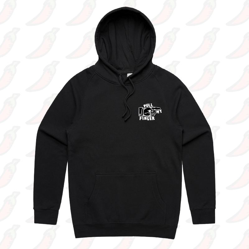 S / Black / Small Front Print Pull My Finger ๐ โ Unisex Hoodie