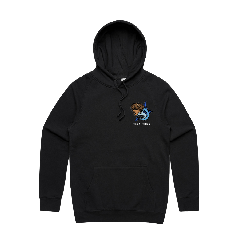 S / Black / Small Front Print Tina Tuna ๐ - Unisex Hoodie