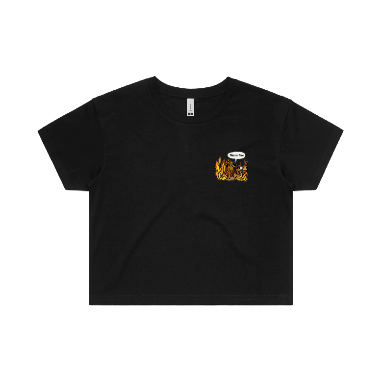 S / Black THIS IS FINE 🔥 - Women's Crop Top
