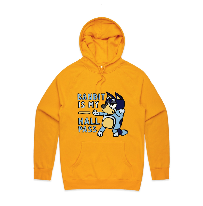 S / Gold / Large Front Design Bandit Hall Pass 🦴 - Unisex Hoodie