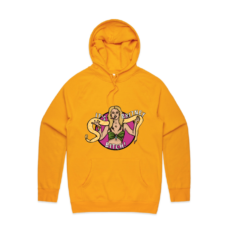 S / Gold / Large Front Design It's Britney ๐ - Unisex Hoodie