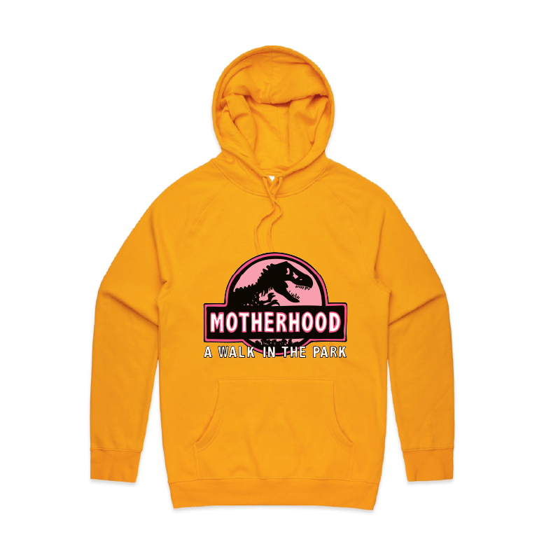 S / Gold / Large Front Design Jurassic Mum ๐ฆ - Unisex Hoodie
