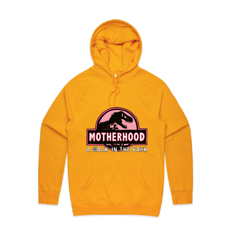 S / Gold / Large Front Design Jurassic Mum 🦖 - Unisex Hoodie