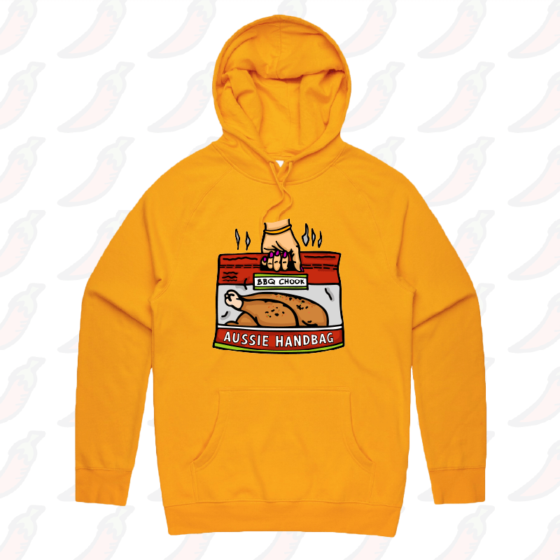 S / Gold / Large Front Print Aussie Handbag ๐ โ Unisex Hoodie