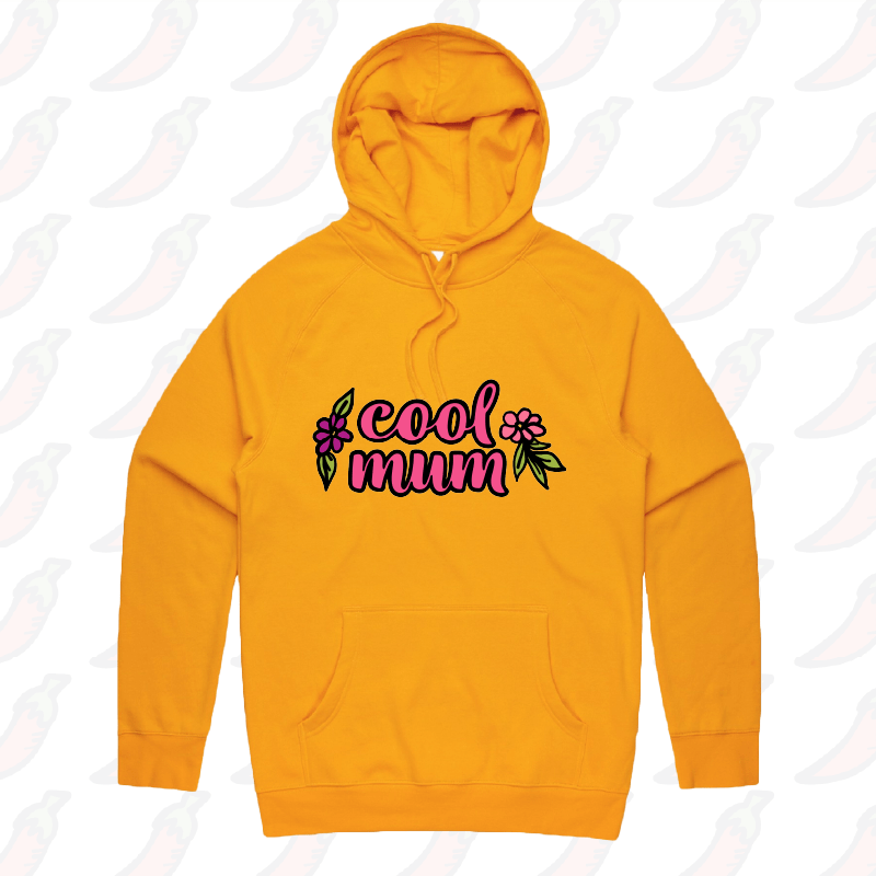 S / Gold / Large Front Print Cool Mum ๐ทโ Unisex Hoodie