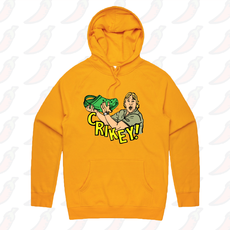 S / Gold / Large Front Print Crikey! Croc Hunter 🐊 - Unisex Hoodie