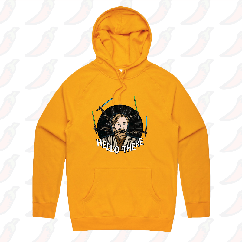 S / Gold / Large Front Print Hello There! ๐ - Unisex Hoodie