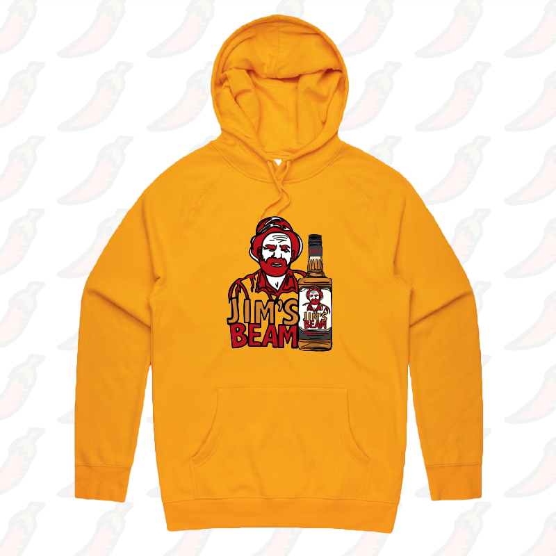 S / Gold / Large Front Print Jimโs Beam ๐ฅ๐ โ Unisex Hoodie