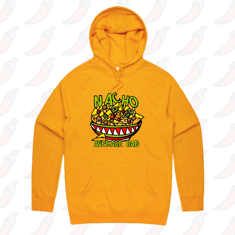 S / Gold / Large Front Print Nacho Average Dad 😉 – Unisex Hoodie