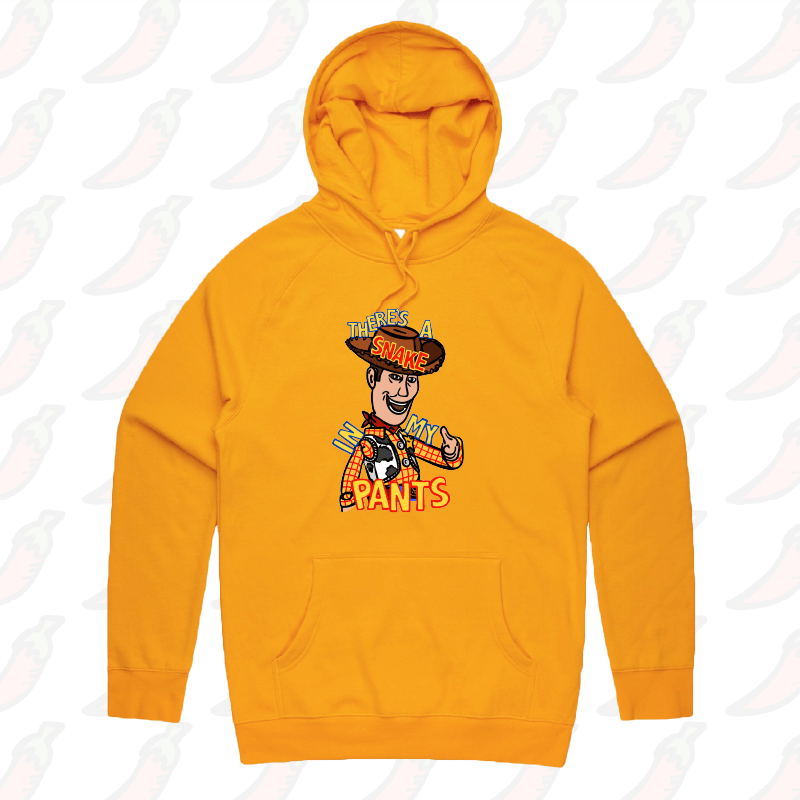 S / Gold / Large Front Print SNAKE IN MY PANTS ๐- Unisex Hoodie
