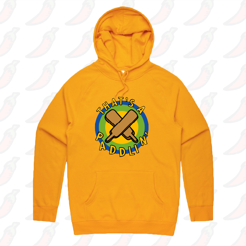 S / Gold / Large Front Print That’s A Paddlin’ 🏏 – Unisex Hoodie