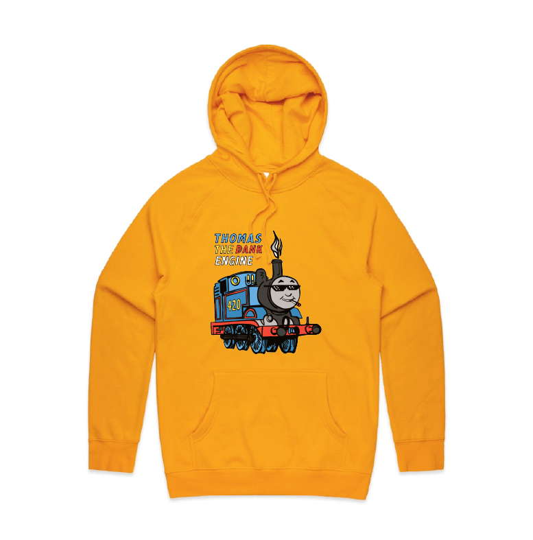 S / Gold / Large Front Print Thomas The Dank Engine ๐ - Unisex Hoodie